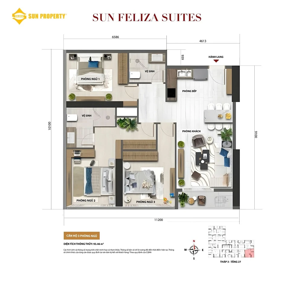 3 ngủ Sun Feliza Suites