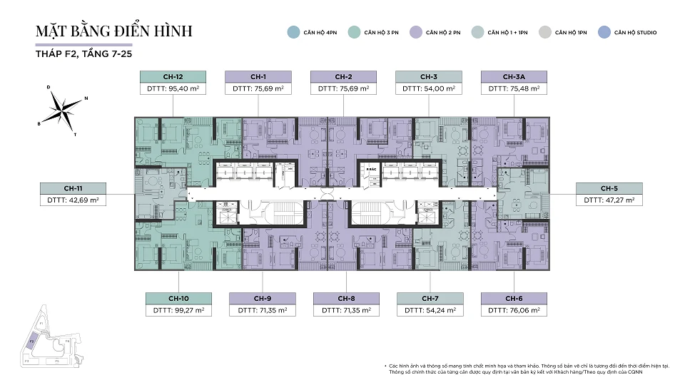 Mặt bằng F2 Sun Feliza Suites T7-26