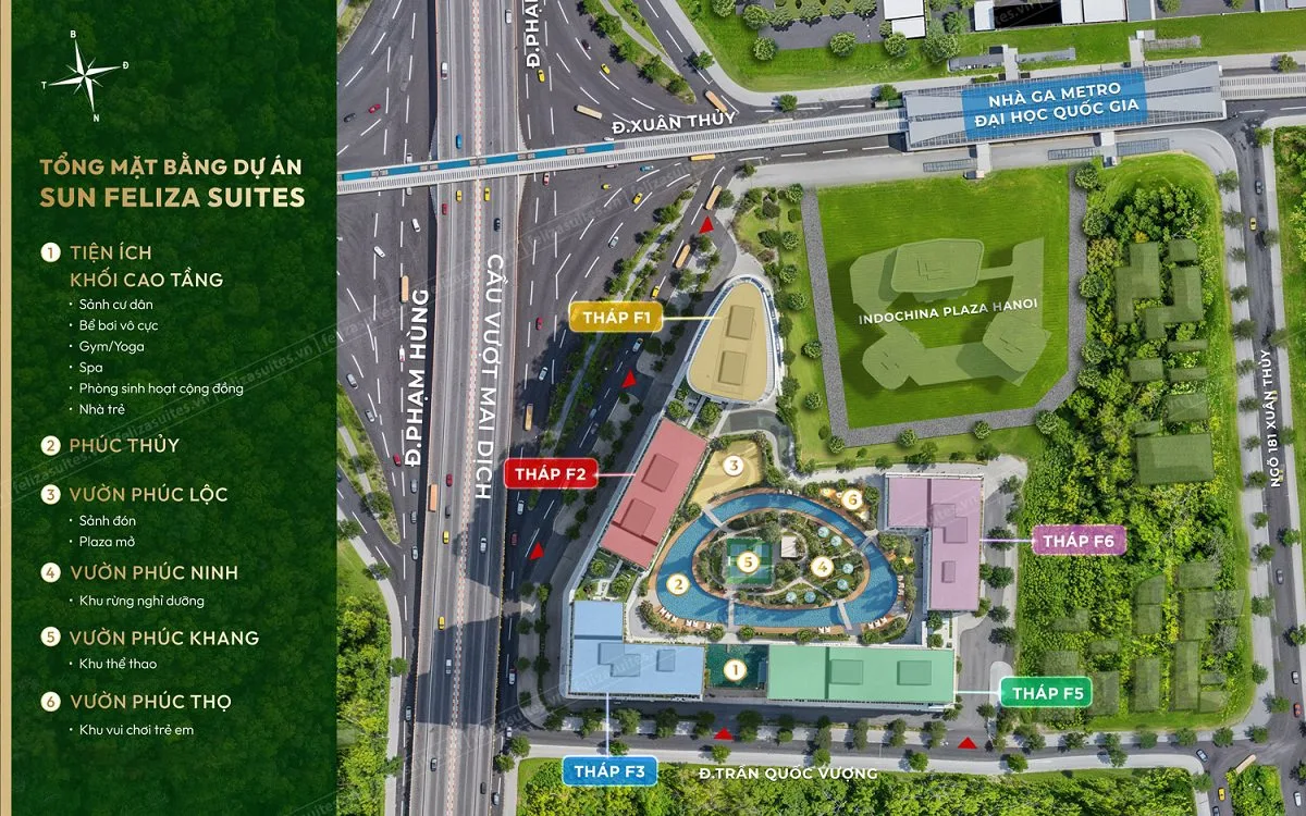 mặt bằng các tòa và tiện ích dự án sun feliza suite
